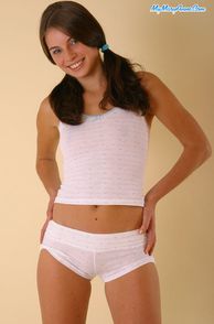 Cotton White Panties On A Pigtailed Legal Teen